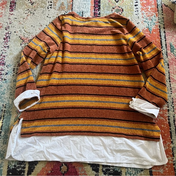 Rafaella  Women's Striped Sweater, Brown/Mustard Color, Long Sleeve Size 1X - Picture 3 of 7